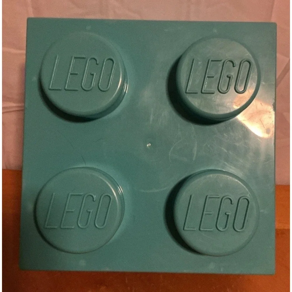 Lego AQUA BLUE Storage Cube Brick 4 Stud Container Box Stackable